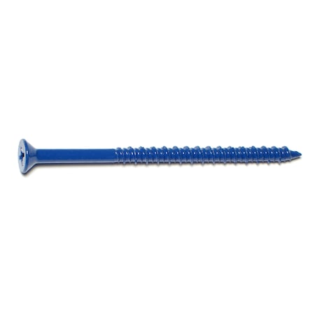Midwest Fastener Masonry Screw, 3/16" Dia., Flat, 3 1/4 in L, Steel Blue Ruspert, 10 PK 63492